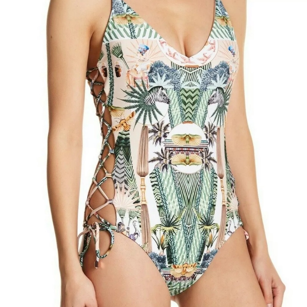 Rachel Roy cleopatra one piece swimsuit side tie M